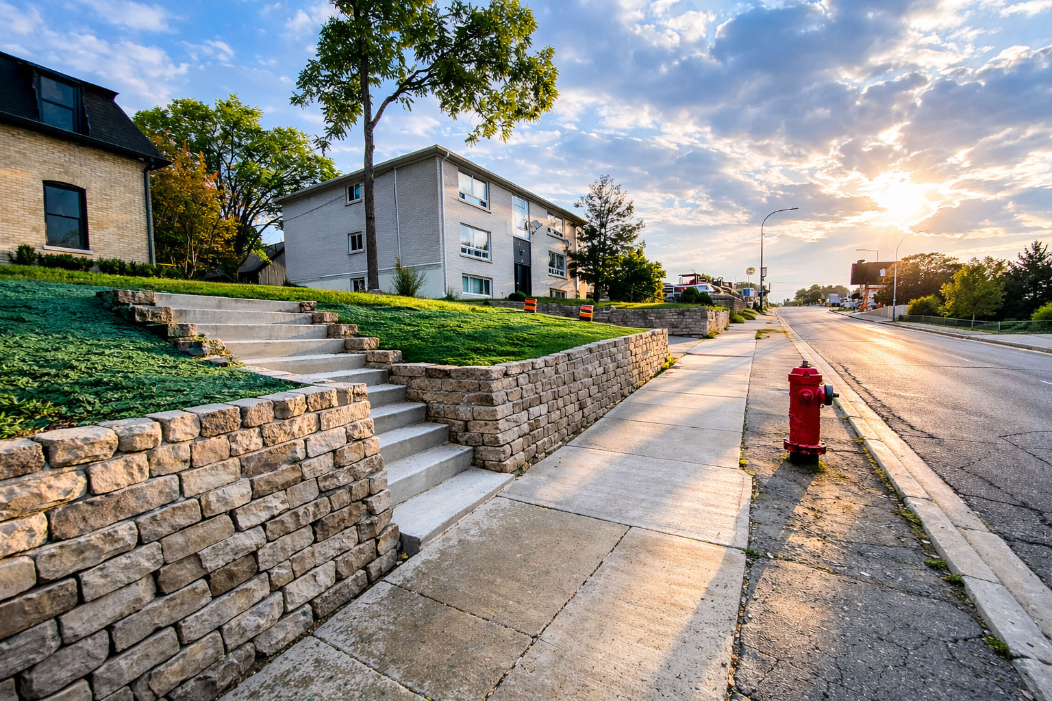 Retaining wall restoration project in Aurora using structural concrete for municipal infrastructure